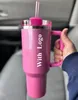US Stock Limited Edition The Quencher H2.0 40oz Mugs Cosmo Pink Parade Tumblers Isolated Car Cups Termos Valentine's Day Gift Pink Sparkle GG0131