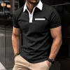 Men's T Shirts Lapel Button Shirt Breathable Summer With Zipper Patch Pocket Slim Fit Casual Top For Daily Wear