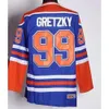 Top Man 99 Wayne Gretzky Vintage Hokey Jersey Siyah Beyaz Donanma Sarı Mor Turuncu Alternatif Nefes Nefes Üformaları 3026