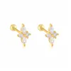 Boucles d'oreilles à quatre griffes en Zircon, forme Unique, clous d'oreilles pour femmes, style bohème, piercing, bijoux à la mode, même boucle d'oreille, cadeaux de fête