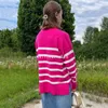 Swetry kobiet europejskie i amerykańskie luźne w paski sweter z golfem 21035 Kobiet Sweter