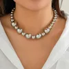 Choker KunJoe Punk CCB Ball Kralen Ketting Voor Vrouwen Overdreven Zilver Kleur Korte Party Sieraden Gift