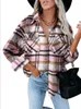 Blouses Femmes Chemise à carreaux en laine pour femmes printemps automne mode manteau décontracté hauts Blusa Mujer Moda 2024 chaud épaissir dames vêtements