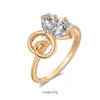 Anillos de racimo Color oro Curva Geometría Cubic Zircon Anillo de compromiso de boda para mujer Niñas Cristales austriacos Regalo al por mayor Dropshippi