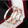 Bracciale a vite di design Braccialetti di gioielli di moda di lusso Braccialetti di diamanti in oro rosa 18 carati Argento Braccialetti di diamanti in acciaio al titanio per uomo Donna 17 18 19 21 22 dimensioni