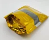 100pcs Stand up Glossy Gold Window Zip Lock Bag Resealable Golden Heat Sealing Sugar Kitechen Supplies Ground Coffee Corn Snack Display BJ