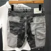 Men's Jeans Marque de mode hommes jean Shorts trou 2023Streetwear Harajuku mince droit Denim Shorts été décontracté Baggy déchiré jean pour hommesL240119