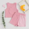 Kledingsets Peuter Meisjes Jongens Shorts Zomer Mouwloos Ronde hals Contrasterende kleur Vest Tops en elastische band 2-delige set kinderkleding