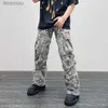 Men's Jeans 2023 Overalls Camouflage Y2K Fashion Baggy Flare Jeans Cargo Pants Men Clothing Straight Women Wide Leg Long Trousers PantalonesL240119