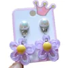 Boucles d'oreilles à Clip avec pendentif en forme de fleur colorée scintillante pour enfants, sans trous d'oreille, bijoux pour bébés et filles, nouvelle collection