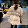 Womens Down Parkas Xpqbb Korean Fashion Women Winter Fur Collar Thick Warm Snow Wear Padded Parka Ladies Street Loose Long Cotton Coat Dhjyx