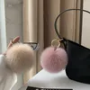 Portachiavi in vera pelliccia con ciondolo portachiavi per auto coreano carino di alta qualità con palla di peluche portachiavi per gioielli da donna