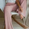 Calças femininas 2024 mulheres soltas cintura alta calças casuais homewear perna larga outono inverno elástico plissado malha feminina