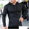 Herr t-shirts Mens T-shirts Fitness Tracksuit Running Sport Hoodie Gym Joggers Hooded Outdoor Workout Shirts Tops Clothing Muscle Tra DHPML