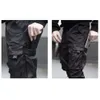 شرائط الرجال بلون بلوك سراويل سوداء جيب البضائع الحريم ركض هاراجوكو سروال الهيب هوب 15