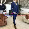 Jackets Double Breasted Tuxedo Suit Men Business Work Wedding Formal Sets Dark Blue Suit Jacket with Pants Slim Fit Casual Clothing
