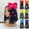 Hair Accessories Kids Braided Ponytail With Beads Ribbons Curly End And Bow Detachable For