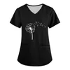 Women's T Shirts 2024 Fashion V-neck Short Sleeve Workwear With Pockets Printed Tops Official Store Ropa De Mujer Roupas Feminina