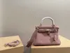 Sacs à main de styliste en cuir véritable pour femmes, fourre-tout, Mini sacoche, matériel rose, poignée plate, fourre-tout de luxe