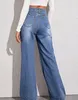 Damenjeans, modisch, Street-Style, lockere Jeanshose mit hoher Taille und weitem Bein, Damenbekleidung