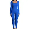 Kobiety Jumpsuits Rompers Kobiety Jumps Jesien and Winter New Product z gwintowanymi kwadratowymi pośladkami podnoszenia Slim Pasptiting Y R Dhdaj