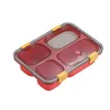 Fyra fack Lunch Box Portable Microwave Safe Dinner Eware Set School and Office Sallad Boxes Container för vuxna barn MHY019