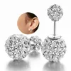 Stud Earrings Temperament Female Starry Sky Story Silver-plated Shambhala Rhinestone Double Bead One For Two Wear