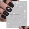 Stickers Decals 1Pcs 3D Laser Heart Letter Nail Sticker Art Decoration Flower Star Accessories Decal Supplies Parts Drop Delivery Dh42O