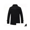 Mélanges de laine pour hommes Designer Veste d'hiver Manteau à capuche en cuir avec fermeture à glissière pour homme Mode Streetwear Manches longues Iti Lettrage Impression Dhy4T