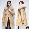 Womens Trench Coats Puffer Jaqueta Mulheres Roupas Quentes Down Feminino 2024 Forro de Pele de Inverno Com Capuz Parkas Grosso Desgaste de Neve Gota Entrega Ap Dhkci