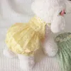 Cão vestuário doce capina vestido roupas de verão solto designer filhote de cachorro roupas floral colarinho princesa lanterna saia para cães pequenos roupas