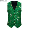 Kamizelki zielone kamizelki świąteczne Men 2019 zupełnie nowy 3D cukierka z trzciny cukrowej kamizelki męskie Xmas Felizad Navidad Party Tuxedo Vests Chaleco Hombre