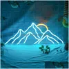 Led Neon Sign Sun Mountain Night Light Alba Home Decor Sunset Coperta Camera da letto Decorazione Lampada Regalo di compleanno R230613 Consegna a goccia Dhwh1