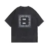 T-shirt pour hommes Designer Summer Col rond Manches courtes Lavé Noir Unisexe High Street Fashion