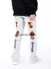 Herren Jeans Y2k Hiphop Totenkopf bestickte Jeans Hosen Männer und Frauen Trend Mode American Retro Punk Flared Baggy Pants Hosen Streetwearephemeralew