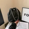 Triangle Nylon Canvas Mini Nisch Bucket Double Chain DrawString Single Shoulder Handbag Female Letter Bag 2147