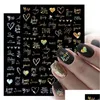 Stickers Decals 1Pcs 3D Laser Heart Letter Nail Sticker Art Decoration Flower Star Accessories Decal Supplies Parts Drop Delivery Dh42O