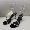 Sandalen Hoge Hakken Geklede Schoenen Sandaal Luxe Designer Kristal Enkelbandje Kronkelend 10CM Modieuze Naaldhak Voor Dames Rene Caovilla 35-43Size