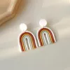 Boucles d'oreilles à clous pour femmes, 1 paire, coréen, printemps-automne, dégradé de couleur bonbon, argile céramique, longue goutte pendante, bijoux cadeaux, 2024