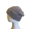 Berety pluszowy dzianinowy kapelusz dla kobiet modne kobiety zimowe czapki miękkie wysokie elastyczne stałe kolor jesień