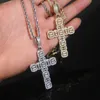 New Luxury Cross Charm Pendant Necklace with Rope Chain Hip Hop Women Men Full Paved 5A Cubic Zirconia Boss Men Gift Jewelry