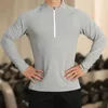 メンズTシャツ夏のフィットネス長袖のクイックドライランニングトップハーフジッパースリムフィットトレーニングスウェットシャツベースレイヤーアンダーシャツ
