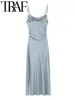 Sukienki swobodne Kobieta mody biżuterii wisiorek w stylu bielizny sukienka w stylu szczupła bez pleców bez rękawów kantar midi długie vestidos 2024