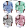 Camicie casual da uomo Camicia a maniche lunghe a righe Camicetta con risvolto abbottonato Top Cardigan autunnale Blu/Rosa/Grigio/Verde