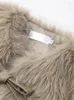 女性の毛皮の弓のフェイクコート女性ソリッドフィックファーズジャケット韓国ファッションルーズ豪華な豪華な毛皮のカサコ冬のオーバーコートレディ