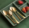 304 Stainless Steel Coffee Spoon Cute Ice Cream Dessert Spoon Pudding Mixing Spoons Gold Color Butter Knife 525Q