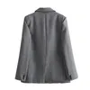 Women's Suits GJXSDNX 2024 Spring Autumn Stripe Blazer Coat Grey Long Sleeve Single Breasted Chic Bright Office Lady Jacket