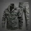 QNPQYX Zomer Camouflage Pak Heren Dunne Jachtshirts Jas en cargobroek Tactisch Militair Katoen Ademend Multi-Pocket Pak