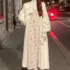Kvinnors stickor Koreansk stil lång stickad kappa cardigan duster damer lyxiga vinter outwear dongdaemun plus size japansk tröja