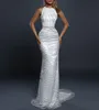 Modern Mermaid Wedding Dress Pearls Rhinestone Beaded Bridal Gowns Sleeveless Sequins Satin Sweep Floor Bride Dresses